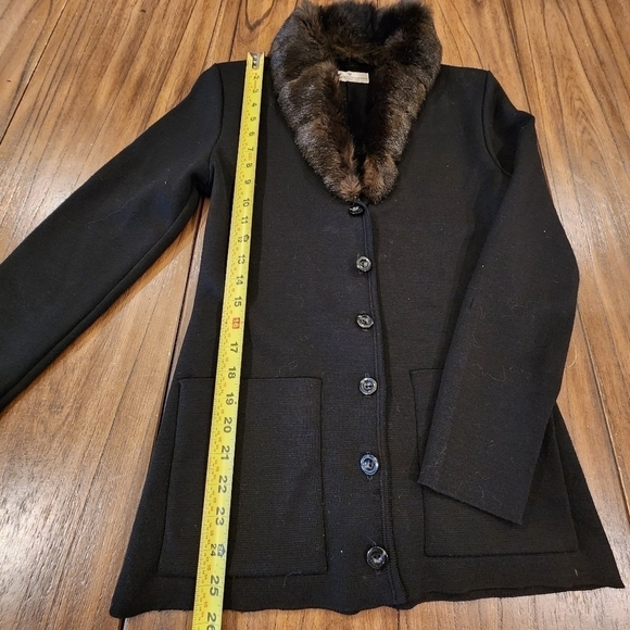La maison de la fausse fourrure black wool fur Button Up Glam cardigan S - Picture 6 of 14